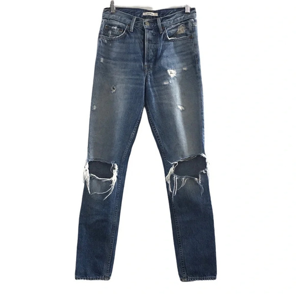 GRLFRND‎ Karolina I Put a Spell On You Distressed Jeans Womens 24 Button Fly - Picture 1 of 15